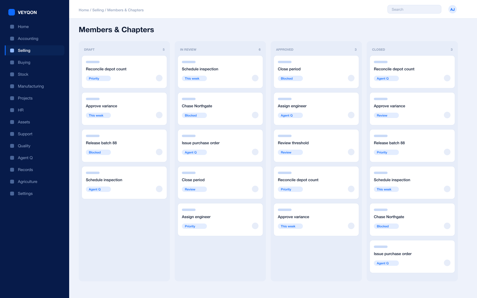 A chapter with its members, their renewal dates, and its own reporting.